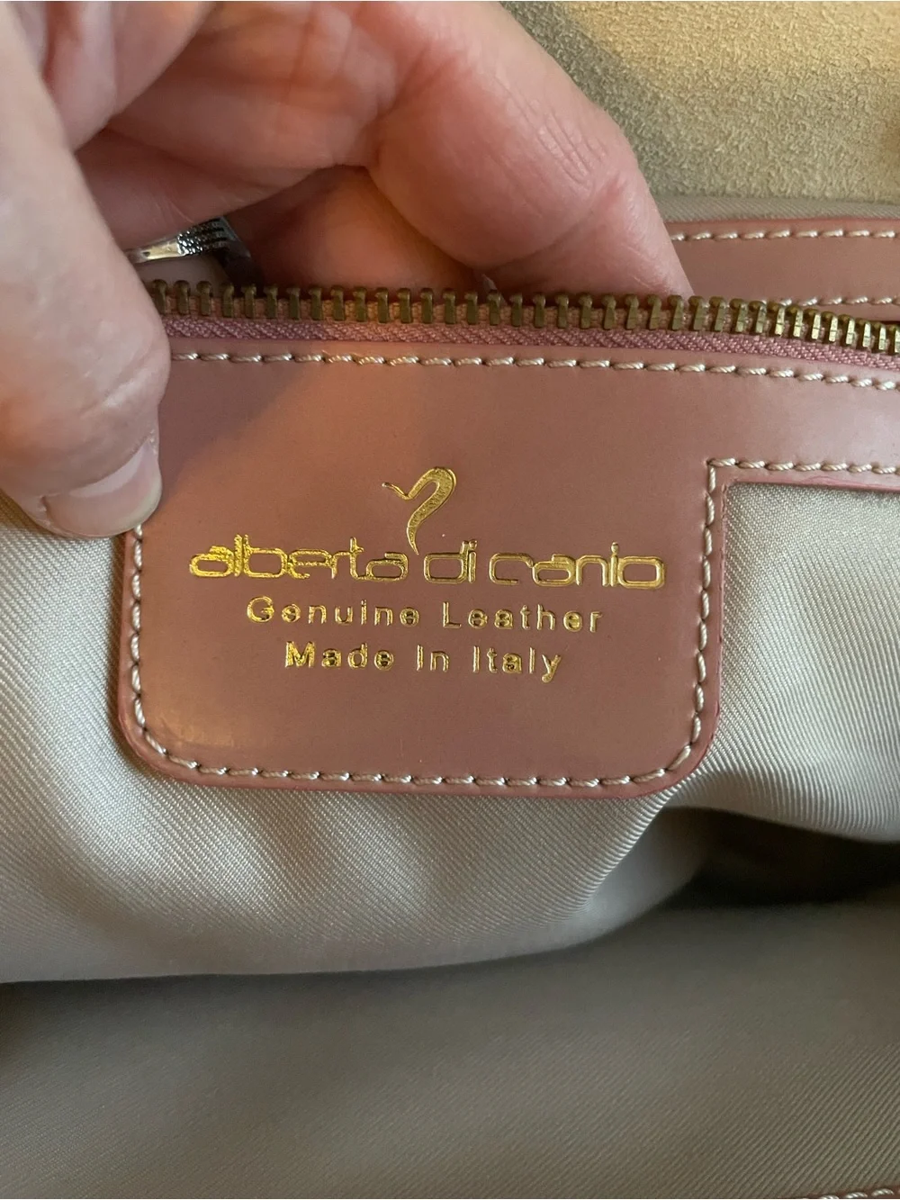 Alberta Di Canio Blush Pink Tote with Gold Accent - Picture 7 of 16